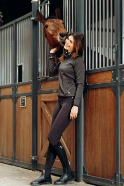 Discount horze Kaitlin funksjonell treningsskjorte med blomsterkrage, barn AfterDarkBrown