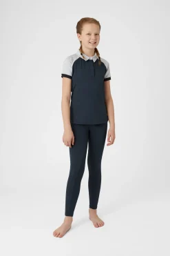 Online horze Laura treningsskjorte, barn ObscureNightBlue/PebbleGrey