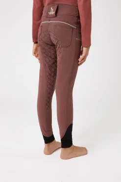 Hot horze Leighton Teens helforsterkede ridebukser med silikon og telefonlomme RumRaisinBrown