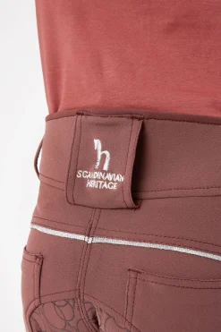 Hot horze Leighton Teens helforsterkede ridebukser med silikon og telefonlomme RumRaisinBrown