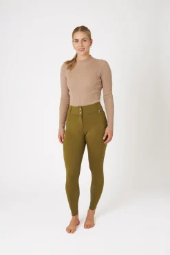 horze Mira helforsterkede thermo-ridebukser til dame FirGreen