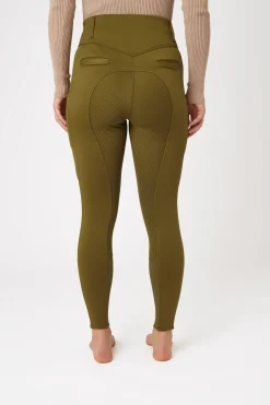 horze Mira helforsterkede thermo-ridebukser til dame FirGreen