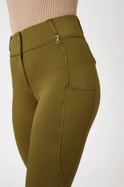 horze Mira helforsterkede thermo-ridebukser til dame FirGreen