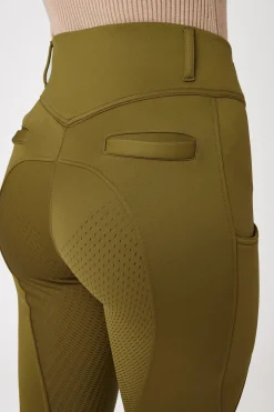 horze Mira helforsterkede thermo-ridebukser til dame FirGreen