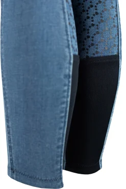 Online horze Poppy denim-ridebukser, helforsterket med silikon LightDenimBlue