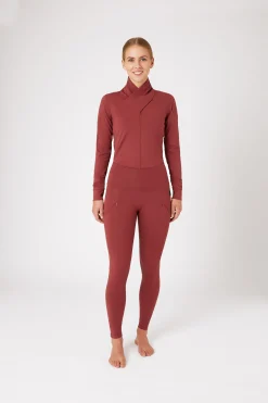 Hot horze Raquel helforsterkede ridetights med mobillomme til dame MerlotWineRed