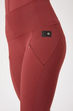Hot horze Raquel helforsterkede ridetights med mobillomme til dame MerlotWineRed