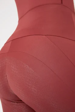 Hot horze Raquel helforsterkede ridetights med mobillomme til dame MerlotWineRed