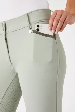 Sale horze Ridebukser, lommer med mikrokrystaller, høyt liv, helforsterket med silikon, dame AquaGrey(Green)