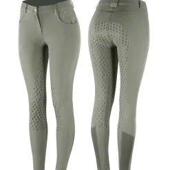 Sale horze Sienna helforsterket ridebukse med silikon, dame BeetleGreen/Gold
