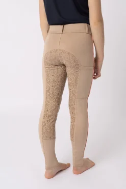 Hot horze Suna helforsterket ridetights til barn WarmTaupe