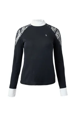 New horze Sylvie langermet stevneskjorte med blonder, dame DarkNavy