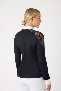 New horze Sylvie langermet stevneskjorte med blonder, dame DarkNavy