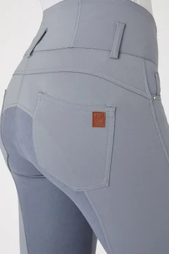 horze Tara ridebukser med høyt liv, helforsterket med lær, dame TradewindsGrey