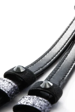 Clearance kavalkade sporeremmer i grått lær - med rhinestones black/grey