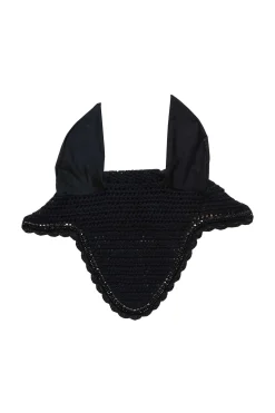 kentucky Horsewear lang ørehette med steiner og perler, lydtett Black