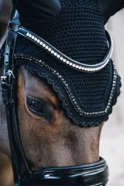 Hot kentucky Horsewear Wellington lang ørehette med steiner og p Black