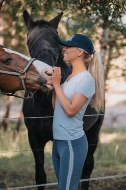 Best mountainhorse Mountain Horse Active Stripe T-skjorte for kvinner Blue