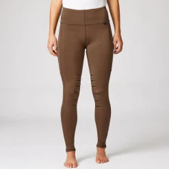 Sale horze Ridetights, helforsterket silikon, mobillomme, dame BisonDarkBrown