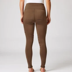 Sale horze Ridetights, helforsterket silikon, mobillomme, dame BisonDarkBrown