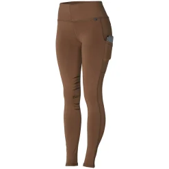 Sale horze Ridetights, helforsterket silikon, mobillomme, dame BisonDarkBrown