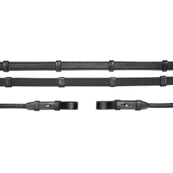 Hot schockemohle Schockemöhle Sports tøyler, rund, lær/gummi, tøyler rundsydd Black/Silver