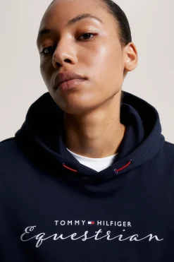 Clearance tommyhilfigerequestrian Tommy Hilfiger Equestrian Metallic Logo Grafisk hettegenser for kvinner DesertSky