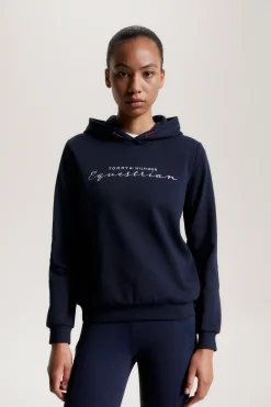 Clearance tommyhilfigerequestrian Tommy Hilfiger Equestrian Metallic Logo Grafisk hettegenser for kvinner DesertSky