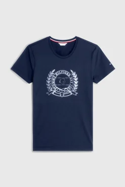 Clearance tommyhilfigerequestrian Tommy Hilfiger Equestrian Crest Rhinestone Performance t-skjorte til dame DESERTSKY