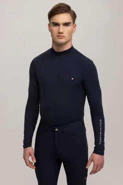 Outlet tommyhilfigerequestrian Tommy Hilfiger Equestrian Phoenix herre langermet skjorte med høy hals DesertSky