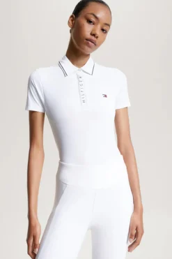Hot tommyhilfigerequestrian Tommy Hilfiger Equestrian Performance Poloskjorte for kvinner OpticWhite
