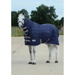 Discount weatherbeeta Comfitec 210D Channel Quilt, medium stalldekken med hals, 110g Navy/Silver/Red