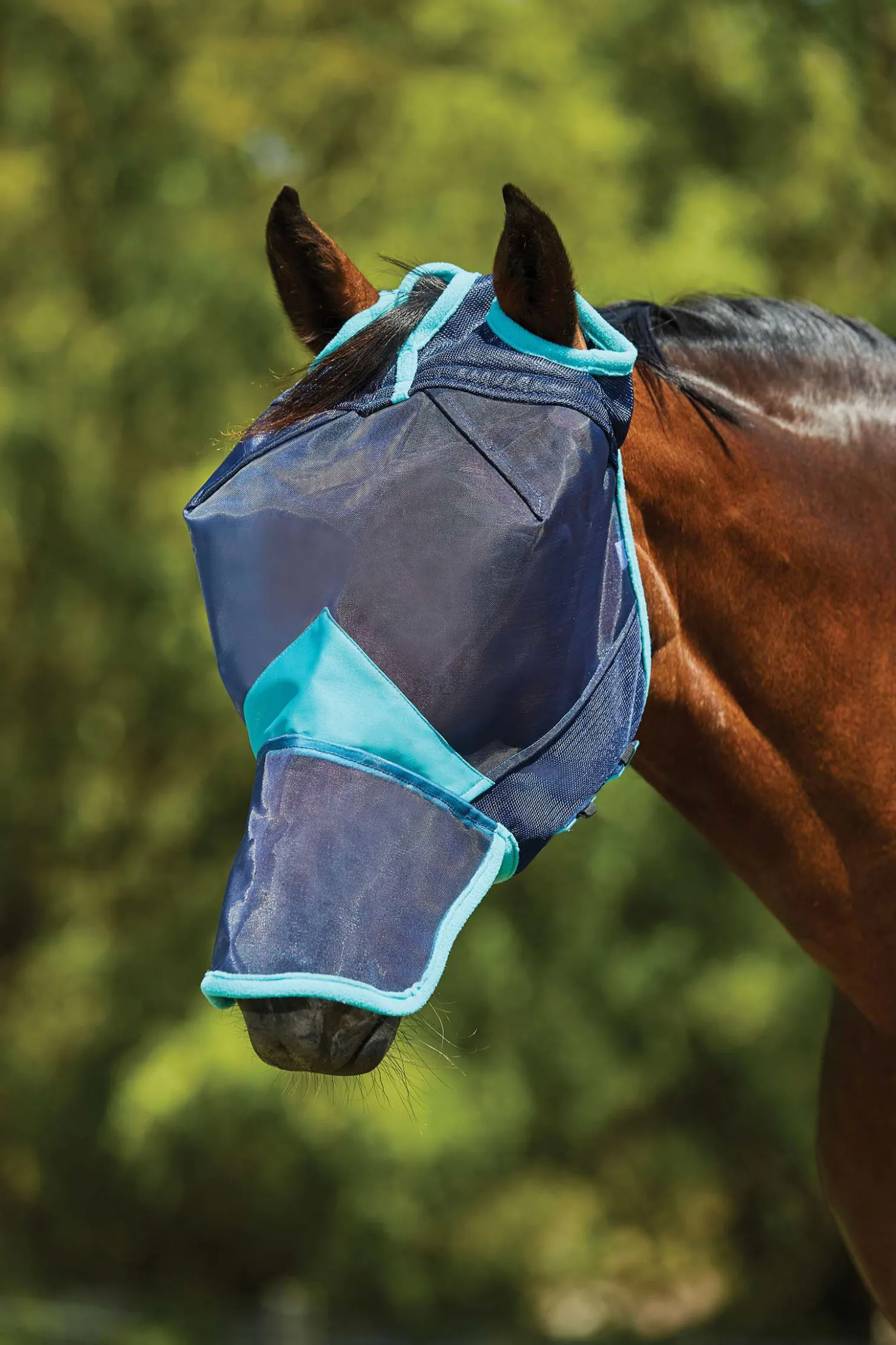 Hot weatherbeeta Comfitec Deluxe Fine fluemaske i mesh med nese Navy/Turquoise