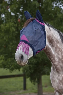 Hot weatherbeeta Comfitec Deluxe robust fluemaske i mesh med ører og frynser DarkBlue/Purple